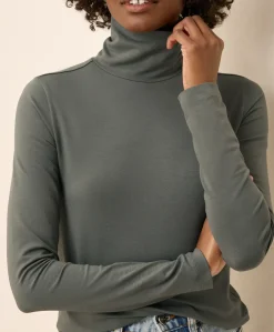 Women Pact Organic Luxe Stretch Jersey Slim Turtleneck