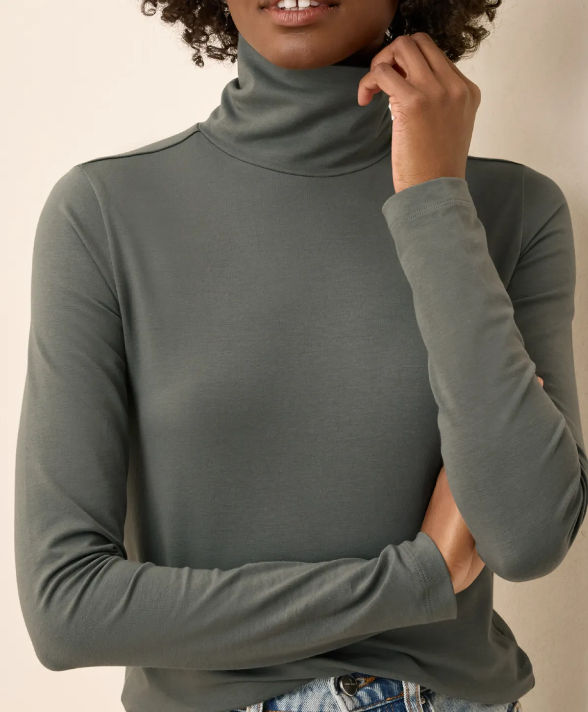 Women Pact Organic Luxe Stretch Jersey Slim Turtleneck