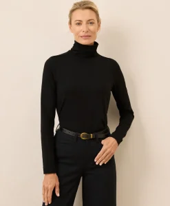 Women Pact Organic Luxe Stretch Jersey Slim Turtleneck