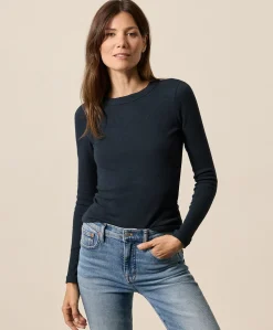 Women Pact Organic Perfect Rib Crewneck Long Sleeve Tee