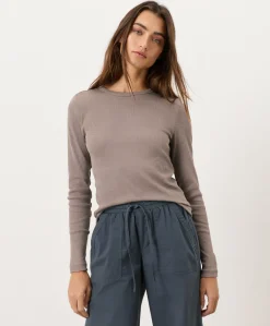 Women Pact Organic Perfect Rib Crewneck Long Sleeve Tee