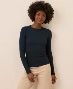 Women Pact Organic Perfect Rib Crewneck Long Sleeve Tee