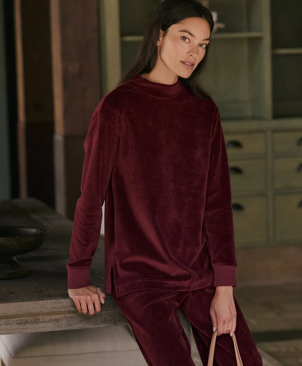 Women Pact Organic Pure Velour Mock Tunic