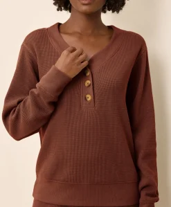 Women Pact Organic Thermal Waffle Henley Pullover