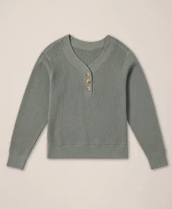 Women Pact Organic Thermal Waffle Henley Pullover
