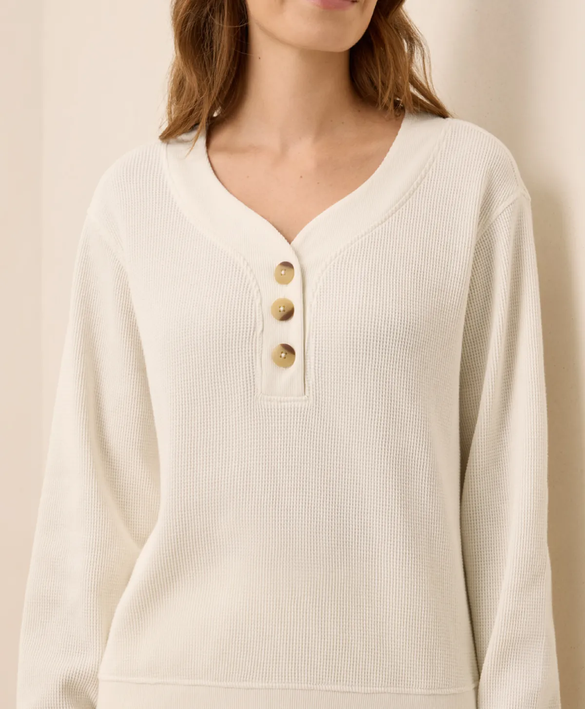 Women Pact Organic Thermal Waffle Henley Pullover