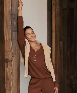 Women Pact Organic Thermal Waffle Henley Pullover